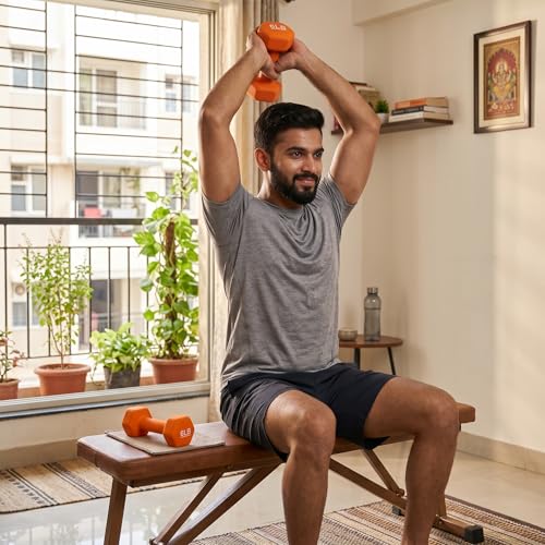 Image of KAKSS Neoprene Dumbbell Set of 2 (6 lb / 2.7 Kg Each), Orange Hex Dumbbells with Cast Iron Core and Non-Slip Coated Grip, Hand Weights for Home Workout Equipment and Gym Dumbbell for Women and Men