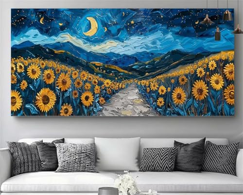 Broderie Diamant XXL Tournesol : grand canevas 5D de qualité supérieure 80x240cm