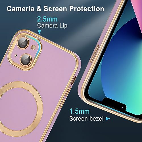 Coque iPhone 13 antichoc violette MagSafe résistant aux rayures de caméra