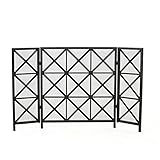 Product Image of the Christopher Knight Home Margaret 3 Panelled Iron Fireplace Screen, Black