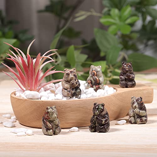 mookaitedecor Crazy Lace Agate Mini Carved Stone Bear Figurine - Image 4