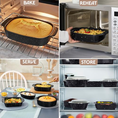 Image of Borosil 1.5 L Baking & Serving Dish | Borosilicate Glass Rectangle Shape Bakeware and Serveware Casserole Dish Tray | Microwave, Oven & Dishwasher Safe Bowl (Pebble Black)