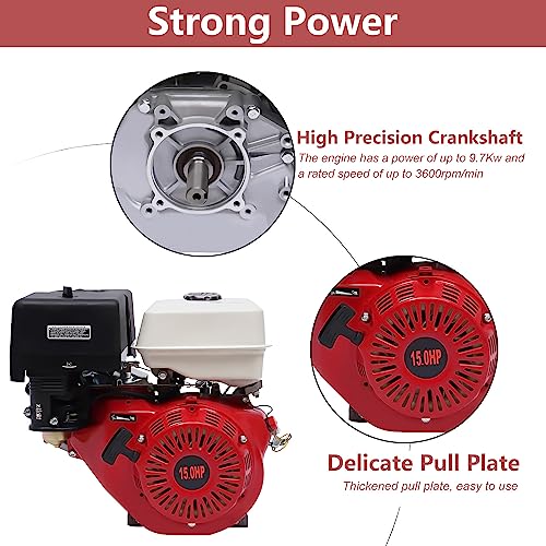 Gas Engine, 4-Stroke 420CC Portable Single Cylinder Horizontal Gas Engine 15HP Air Cooled Recoil Start Gasoline Engine, Go Kart Pull Start Petrol Engine - Image 5