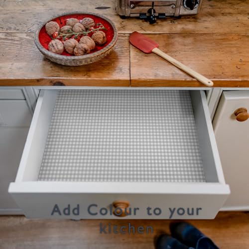 The Master Herbalist UNSCENTED & WIPE CLEAN Drawer Liners in a SOFT GREY GINGHAM Design, Perfect for Kitchen Drawers Shelves - Image 3