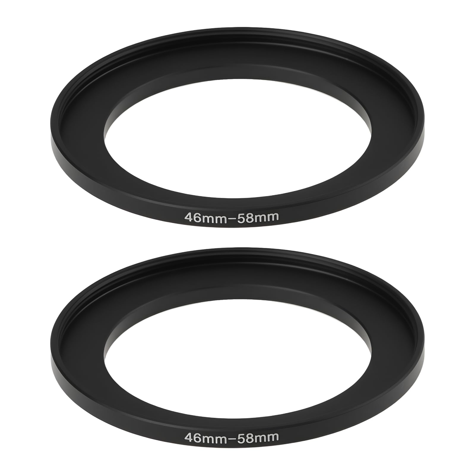 Lot de 2 bagues d'adaptation Step Up en alliage d'aluminium 46 mm à 58 mm Filetage 0,75 mm pour filtre d'appareil photo