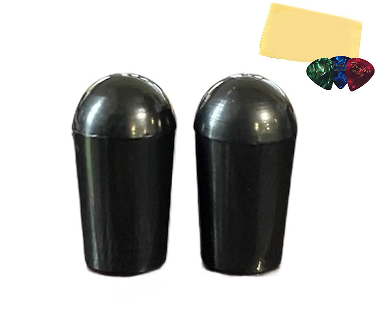 Allparts SK-0040 Switch Tip - Black Bundle with Fender Picks and Austin Bazaar Polishing Cloth