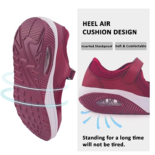 Women's Comfortable Working Nurse Shoes Non-Slip Adjustable Breathable Walking Buffer Fitness Casual Nursing Orthotic Lightweight Shoes Arthritis, Diabetes Heel Pain Us/9 Aa-Red #TOP3