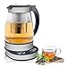 NutriChef Electric Glass Water Kettle - 1.7L Original Clear Digital Automatic Heater Warmer Kit Set w/Temperature Control, Timer, LED, Lid Cover, Accessories - For Boiling, Brewing Hot Tea - PKTM15