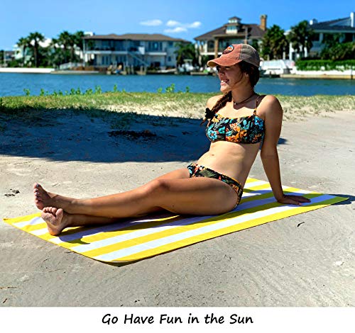 Bright Beach 4 Pack Microfiber Beach Towels For Travel Xl 62”X32” | Quick Dry Swim Towel | Sand Free, Compact And Soft | Lightweight Gym, Yoga & Camping Towel | Cabana Stripes Bulk Family Pack #TOP5