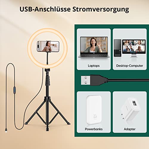 ATUMTEK 12\ Selfie-Ringlicht mit 63\ Ausziehbarem Stativ, Selfie-Licht mit Handyhalter und Bluetooth-Fernbedienung, Dimmbares LED-Ringlicht für Streaming, TikTok, Zoom, Vlogging, YouTube usw.