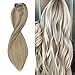 Produktbild Sunny 24Zoll Voller Kopf Clip in Extensions Echthaar Strähnen Blond Hair Extensions Clip in Human Hair Doppelt Tressen 7pcs Remy Clip in Ombre Echthaar Extensions 120gramm 60 cm