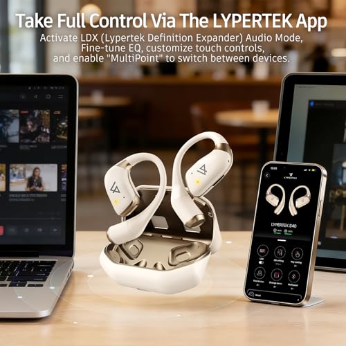 Image of LYPERTEK SOUNDFREE S40 Wireless Open Ear Earbuds, Bluetooth 5.4, 40H Playtime, 2-Mic ENC Noise Cancelling, IP55 Waterproof, 8.3g Lightweight Sports Earphones with Ear Hooks for Running Gym Workout
