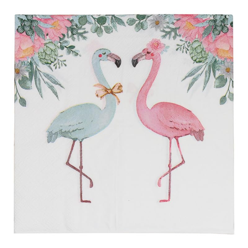 Servilletas Decoupage Flamingo Azul Rosa Servilletas Papel Decoradas Cocktail Desechables Cumpleaños 2 Capas Toilet Paper Towels Baño para Bodas,Fiesta en el Jardín Mesa Deco 30 Paquetes(33x33cm）