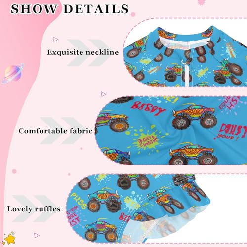 Truck Girls Long Sleeve Rashguard Swimsuit UV Protection One-Piece Swimwear Bathing Suit B04046214