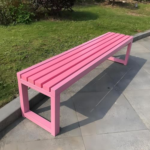 Banc extérieur métal robuste résistant aux intempéries pour terrasse rose