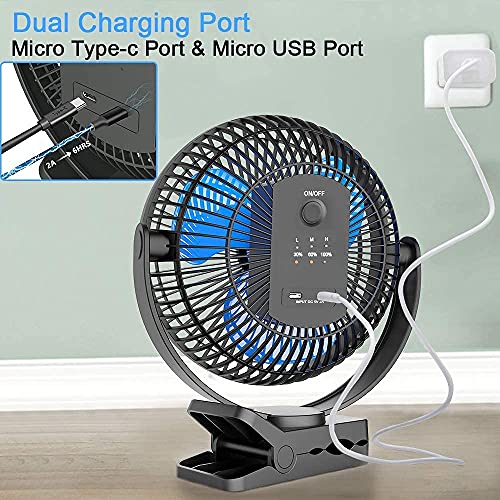 Koonie 10000Mah Rechargeable Portable Fan, 8-Inch Battery Operated Small Clip On Fan, Usb Car Fan 4 Speeds, Sturdy Clamp For Office Desk Golf Cart Stroller Outdoor Travel Camping Tent Gym Treadmill #TOP6