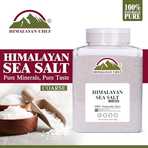 Himalayan Chef Coarse Grain Himalayan Sea Salt, 5 lb Jar - Pure, Natural, Non-GMO, Kosher, Ideal for Cooking, Baking, Seasoning, and Grinder Refills