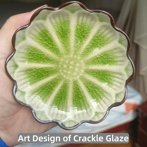 Image of Ceramic Spoon Rest for Stove Top, Flower Cute Spoon Rest for Kitchen Counter, Cooking Spoon Holder for Kitchen Counter, Utensil Rest Spatula Rest Ladle Holder Tong Rest, 1 PC (Crack Deco, Fruit Green)