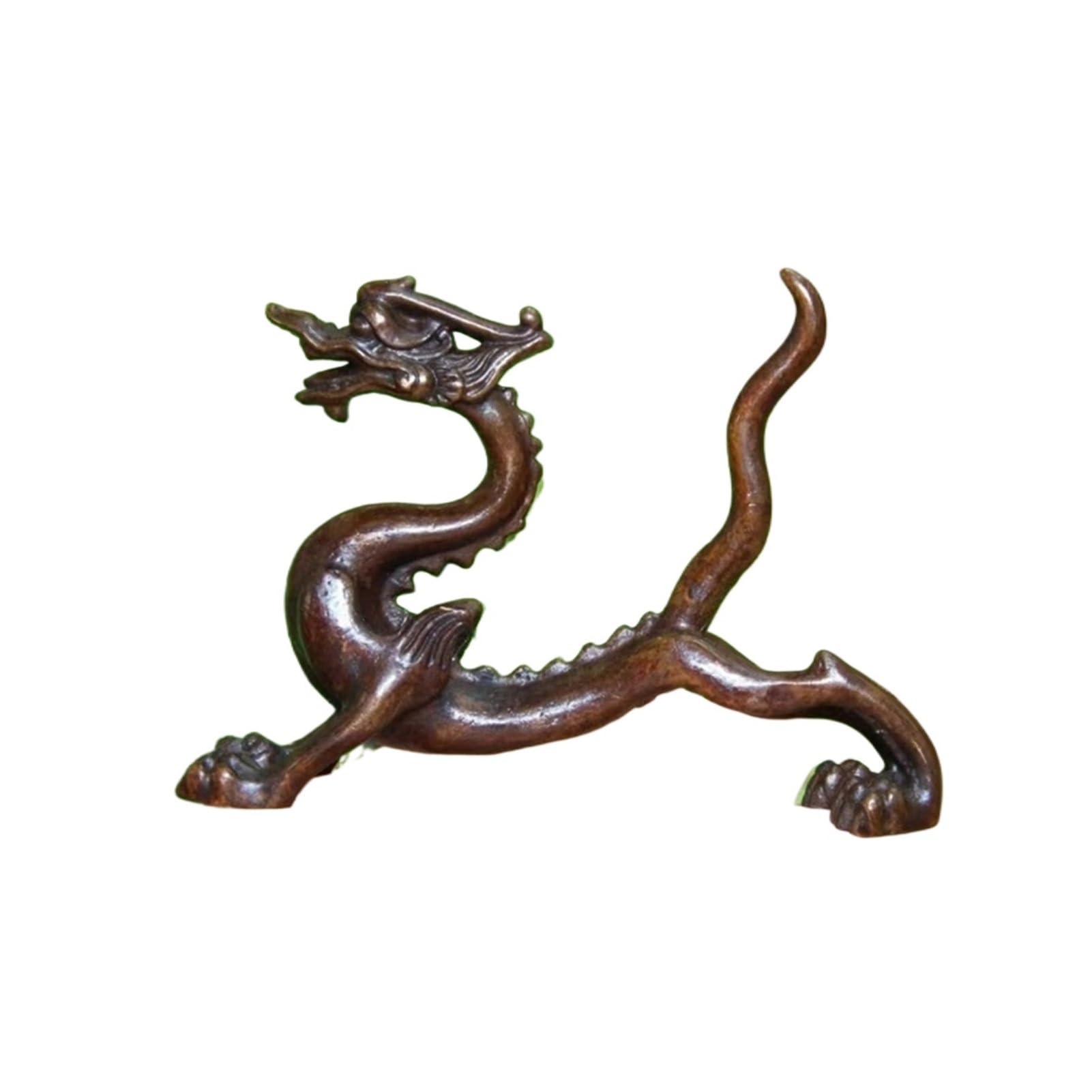 Huolimxun One Color Antique Pure Copper Zodiac Dragon Tea Pet Miniature Animal Statue Creative Home Desktop Decorative Ornaments