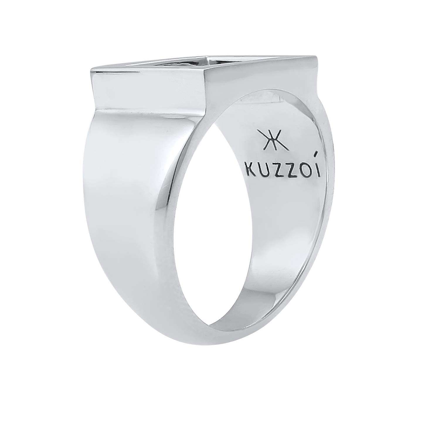 Kuzzoi Siegelring Herrenring poliert Bandring massiv (13 mm) 925 Silber | Markantes Schmuck Accessoire mit rechteckiger Oberfläche Ring für Männer in der Ringgröße 60–66