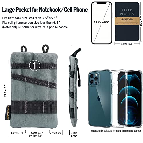 Viperade Ve1 Pocket Organizer, Tool Pocket Organizer For Men, Pocket Organizer Storage Edc Gears, Best Gift To Keep Organized, Hold Your Flashlight/Pocket Knife, Tactical Pen, Notebook (Grey) #TOP2