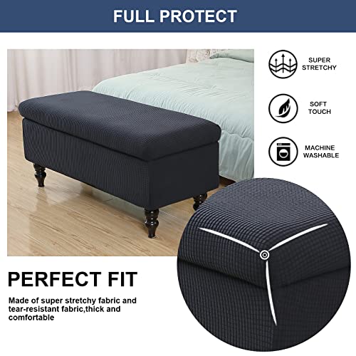 Image of FUANGUI Ottoman Cover Stretch Storage Ottoman Bench Slipcover Printed Folding Storage Bench Ottoman Cover Footrest Stool Slipcover Footstool Protector Cover with Elastic Bottom,Medium