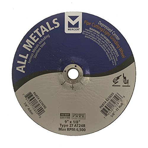 Mercer Industries 623690-9" x 1/8" x 7/8" Type 27 Cutting and Light Grinding Wheels for All Metals (20 pack)