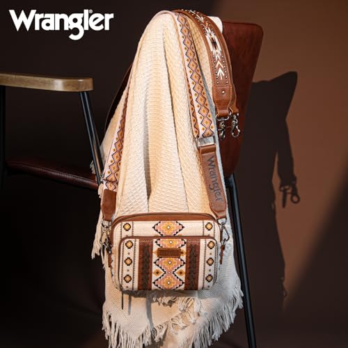 Wrangler Crossbody Bag for Women Boho Aztec Small Multi Pocket Crossover Purse3