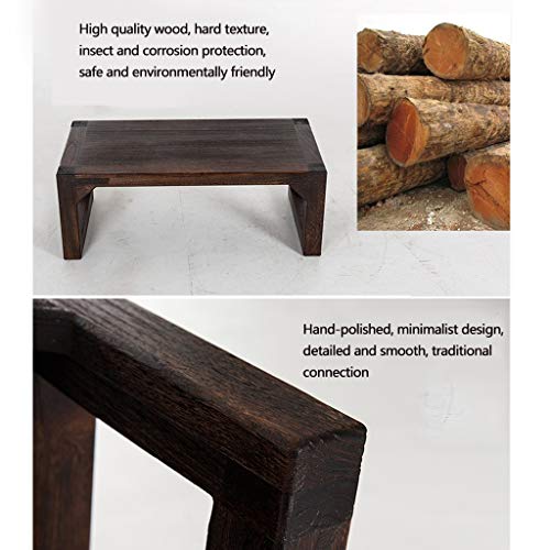 Table basse en bois massif marron 80x40x30 cm de style japonais - 7