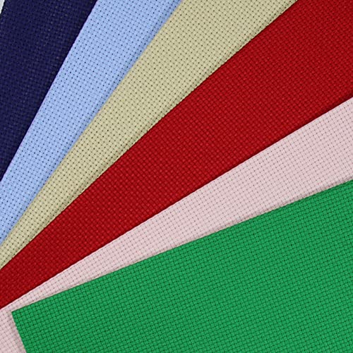 Image of KCS 6 pc of 12 inch x 18 inch (30cmx45cm) Counted Cotton Aida Cloth Cross Stitch Fabric (14CT-M)