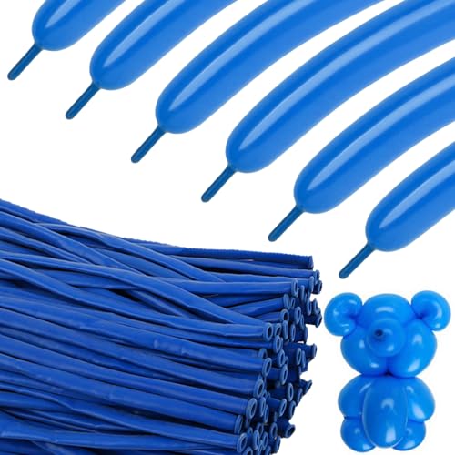 Image of Dark Blue 260 Balloons - Long Balloons for Balloon Arch & Party Decor, 100 | Dark Blue long balloons for balloon arch & string garland decorations, thick latex & easy to inflate, great for birthday
