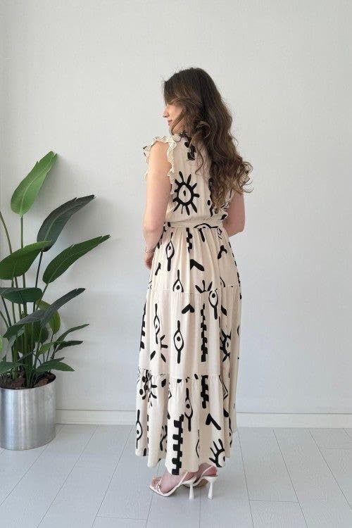 Image of Modestouze Attires Dress for Women Western Maxi Style, Indo Western Dresses, One Piece Long Gown, A Line Flared Pattern, Ethnic Look Outfit for Women
