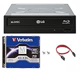 LG WH14NS40 16X Blu-ray BDXL DVD CD Internal Burner Drive Bundle with Free 50GB M-DISC BD-R DL + SATA Cable + Mounting Screws