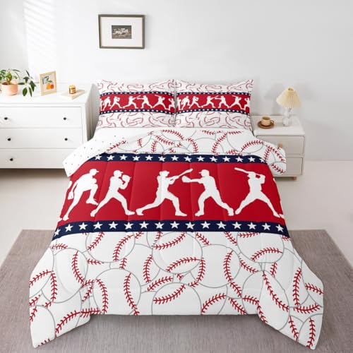Image of Feelyou Baseball Comforter Set King Size for Kids Boys Girls