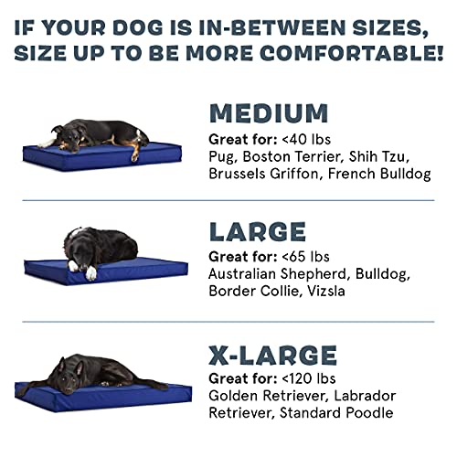 Barkbox - Outdoor Dog Bed - Waterproof Dog Or Cat Mattress Bed With Removable Cover - Platform Bed With Washable Cover, Durable, Portable - Indoor/Outdoor All Season Orthopedic Comfort - Large - Blue #TOP4