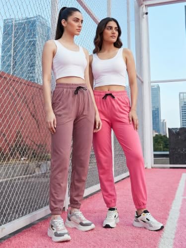 Image of Fflirtygo Cotton Solid Joggers /Track Pant /Solid Pajama /Leggings �100% Export Quality Soft Cotton Night Wear /Pocket Pyjama for Women Combo Pack of 2Pcs, Blue and Grey