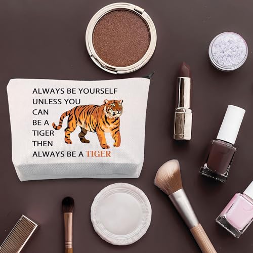 PLITI Tiger Themed Gifts Tiger Animal Lover Gift Always Be Yourself Unless You Can Be a Tiger Funny Tiger Makeup Bag (Be a Tiger bagU) - Image 4