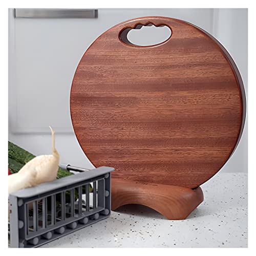 Tablas De Cortar De Madera Maciza Con Mango Interior, Juego De Tablas De Cortar Redondas Grandes Con Soporte, for La Cocina Casera Cortar Carne/Queso/Verduras, Lavar A Mano (Color : OneColor, Size :
