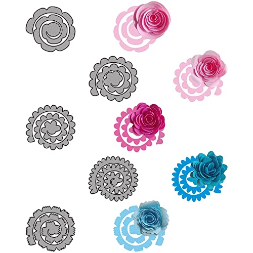 Pilikoll 5 Pièces Fleur Matrice de Découpe Fleur Ensemble de Matrices à Découper 3D Pétale Scrapbooking Fleurs Diy Gaufrage Pochoirs Pour Scrapbooking Photo, Décoration d'Album Cover