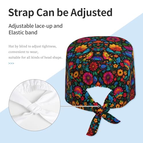 Image of Working Cap Scrub Cap with Sweatband Adjustable Unisex Tie Back Hat for Cleaning Farm Nursing