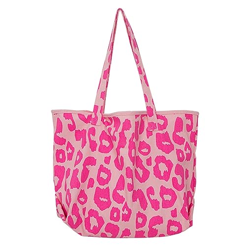 BelleVive Leopard Tote Bag Damen Schultertasche Umhängetasche Casual Tote Handtasche Shopper Tasche Damen Groß für Alltag, Büro, Schulausflug und Shopping, Utility, Rosa