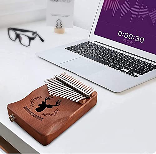 YXSH Piano De Pulgar Portátil 21 Teclas, Madera De Caoba Piano De Pulgar Piano De Dedo Kalimba Instrumento Musical De 17 Teclas con Martillo De Afinación para Adultos/Niños