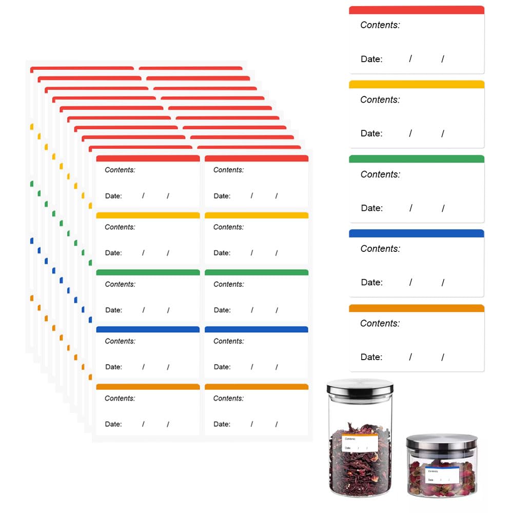 300 Pièces Étiquettes de Congélation Faciles à Décoller, 6x3cm Étiquette Autocollant Congelable,Auto-adhésif Etiquette Bocaux, Amovible,Autocollantes Cuisine éTiquettes Universelles (Lot de 6)