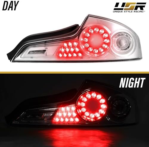USR 06-07 G35 2D Coupe Taillight – Rear Tail Lamps Set (Left + Right) Pair - Compatible with 2006-2007 Infiniti G35 2 Door Coupe All Models (ALL CLEAR LENS TAIL LIGHTS w/Wire Harness & Bulbs) — 사진 5