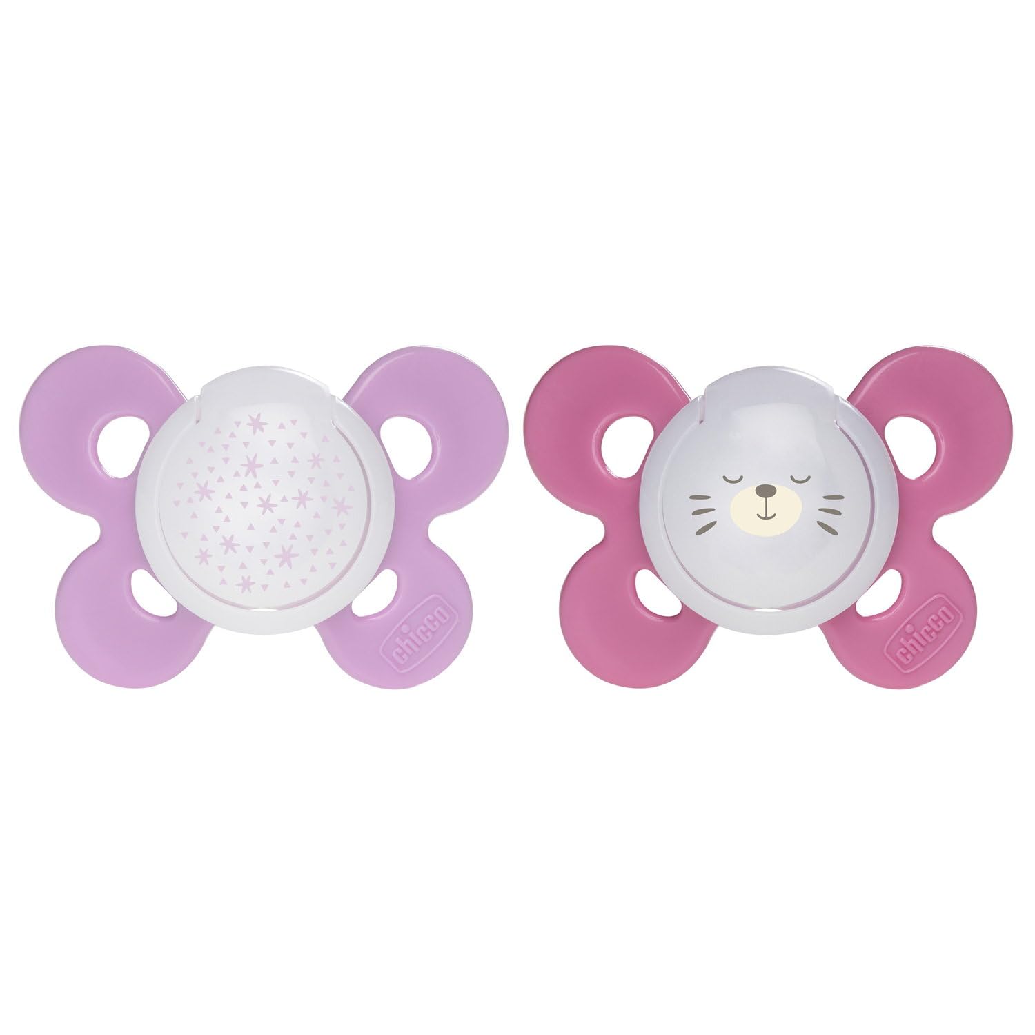 Chicco Physio Comfort Night Bimba Succhietto di Silicone, 16-36 Mesi, 2 Pezzi, Colori Assortiti