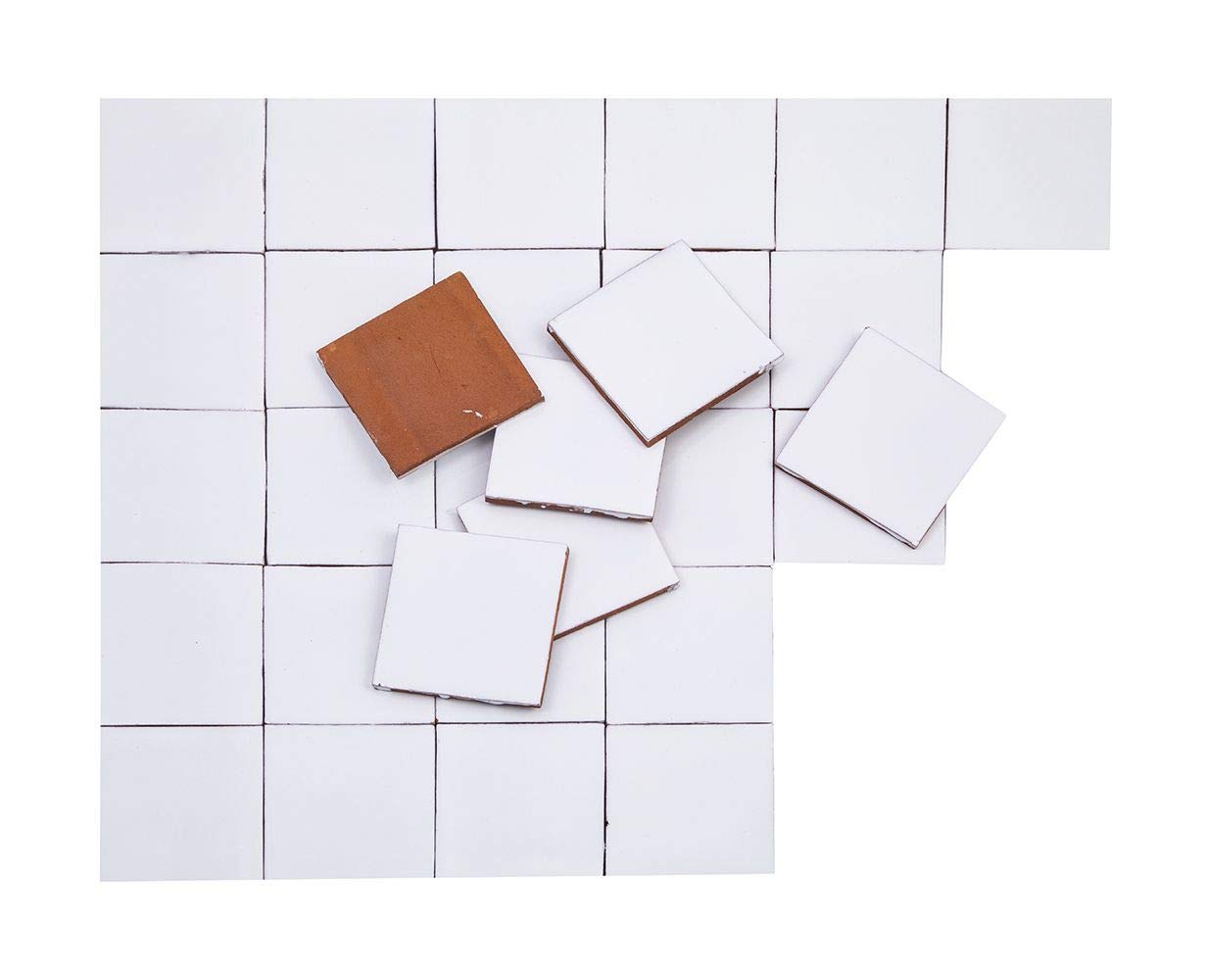 Cerames Azulejos blancos mexicanos monocolor Blanco Puro - azulejos de mosaico, azulejos ceramica monocromáticos para cocina, baño, ducha | Un paquete de 90 baldosas blancos ceramica 10,5x10,5 cm