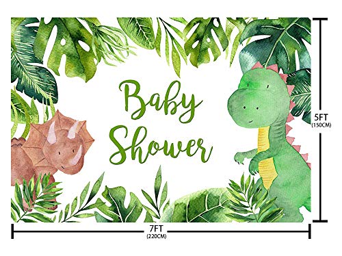 MEHOFOND Wild Woodland Dinosaurier Thema Junge Babyparty Party Dekoration Hintergrund tropische grüne Blätter Wald… – Bild 5