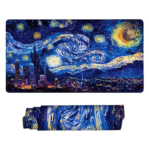 Large Game Tapis de Souris Ciel étoilé Abstrait avec Base en Caoutchouc Antidérapant Extended XXL Long Clavier Pad de Table Grand Tapis Souris, pour Accessoires Gaming 120 x 60 cm k-103