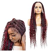 PIB 24'' Single Full Lace Braid Wig – Boho Box Braided Wig Square Parted, Knotless Braided Wigs f...