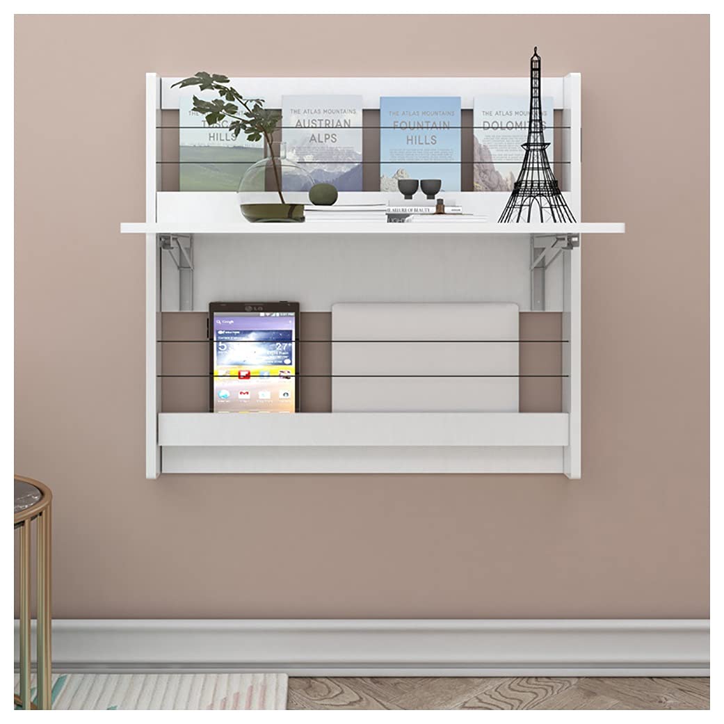 ASerZenith Wall-Mounted Table Desk Wall-Mount Writing Desk With Storage Shelves,Folding Desk For Home Office Dining Workstation Study